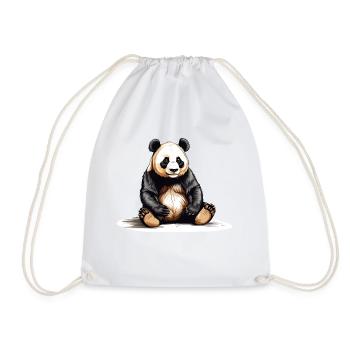 Sitting Panda Bear - Drawstring Bag - white - Front