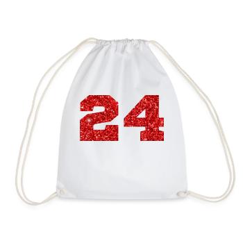 Numéro 24 paillettes rouge - 24e anniversaire - Sac de sport léger - blanc - Devant