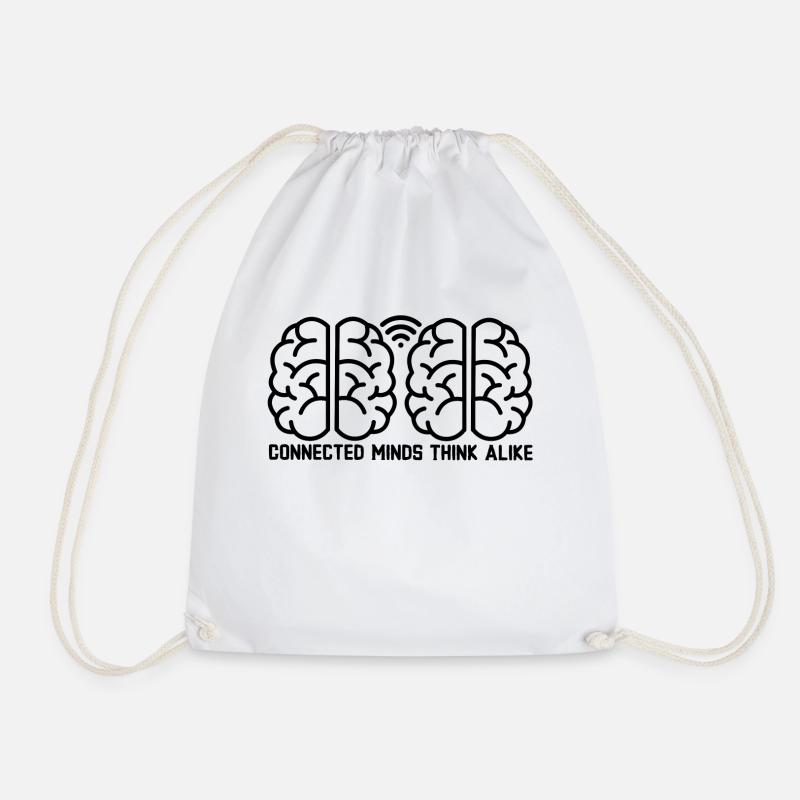 Connected Minds Think Alike - Drawstring Bag - white