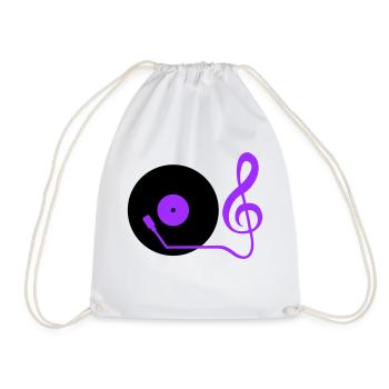 Music clef note mixer party vinyl - Drawstring Bag - white - Front