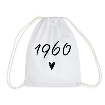 1960 Heart Birthday - Drawstring Bag - white - Front