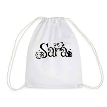 Sara Name First Name Kitten Name - Drawstring Bag - white - Front