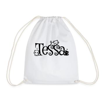 Tessa Name First Name Kitten Name - Drawstring Bag - white - Front