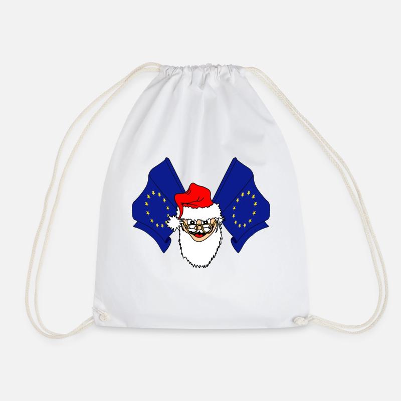 Weihnachtsmann mit zwei EU-Flaggen - Turnbeutel - Weiß