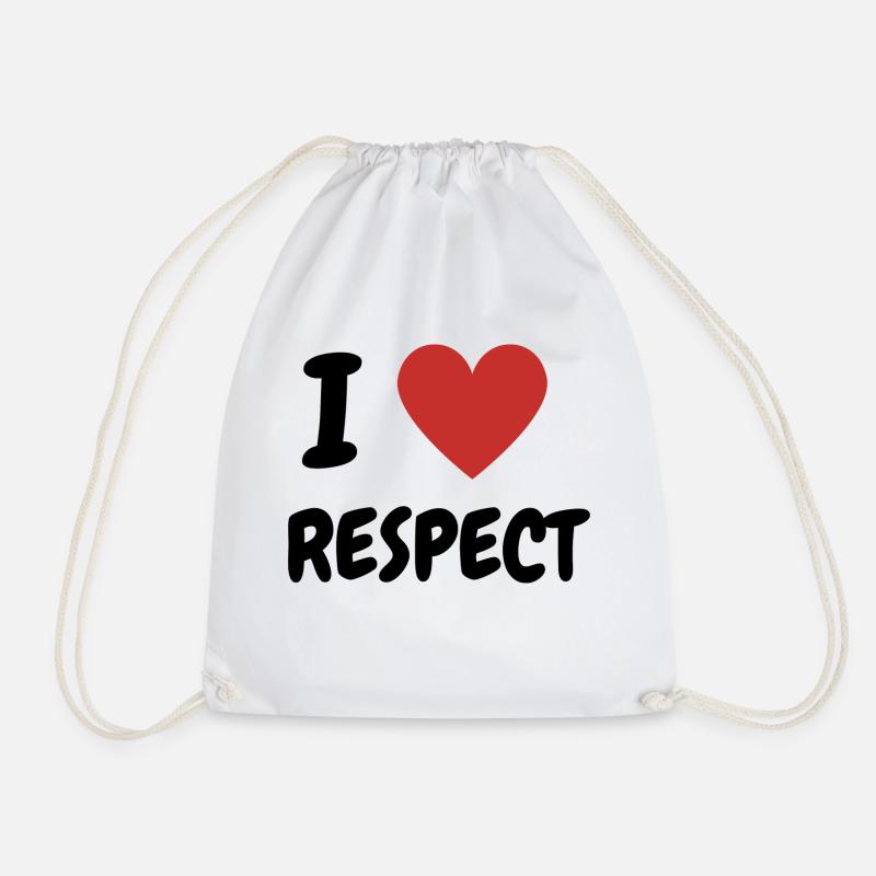 I Love Respect Heart Design for Strong Messages - Drawstring Bag - white