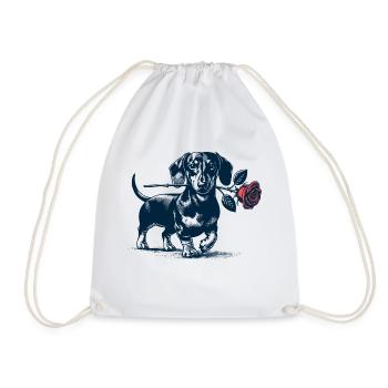 Teckel à la rose - Sac de sport léger - blanc - Devant