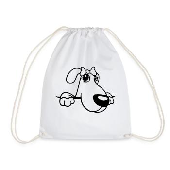 Hund Hinter Mauer Hübsche Dame Schleife Weiblich - Turnbeutel - Weiß - Vorne