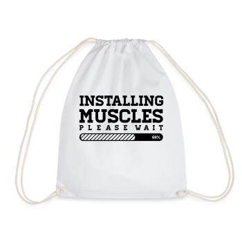 INSTALLING MUSCLES - PLEASE WAIT - Turnbeutel - Weiß - Vorne
