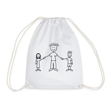 family_dad_with_girl_and_boy_1c - Turnbeutel - Weiß - Vorne