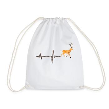 Heartbeat Hirsch farbig - Geschenk - Turnbeutel - Weiß - Vorne