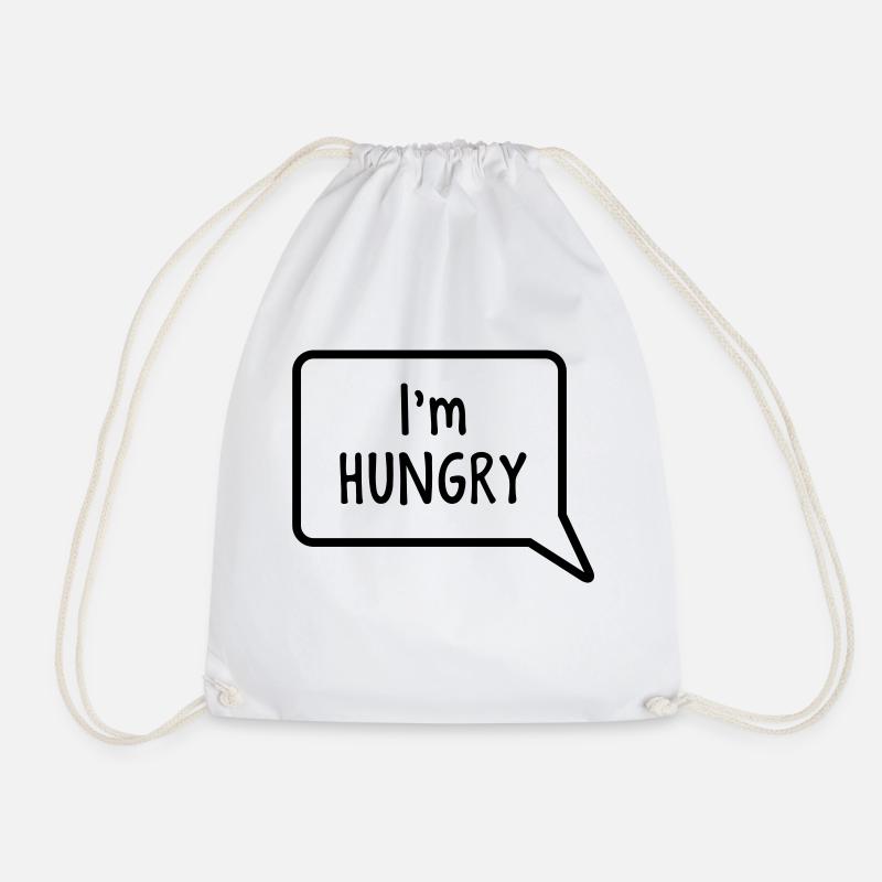Ich bin hungrig Sprechblase Bauch Design - Turnbeutel - Weiß