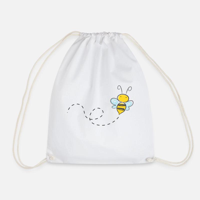 bee - Drawstring Bag - white