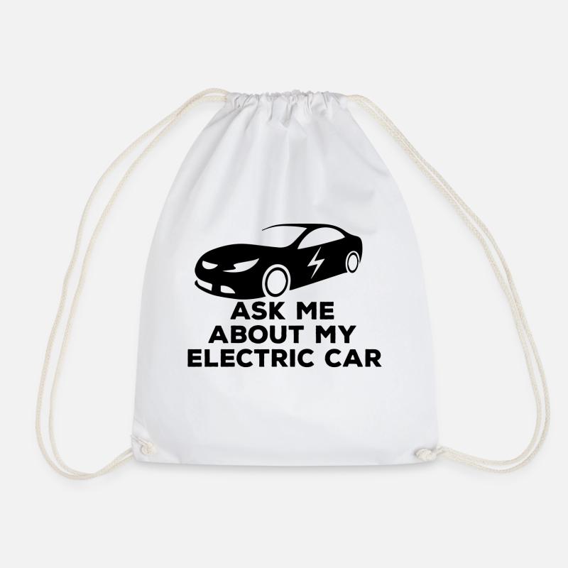 Electric car electric mobility electricity gift - Drawstring Bag - white