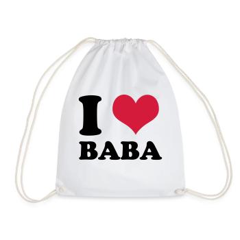 i love baba - Drawstring Bag - white - Front