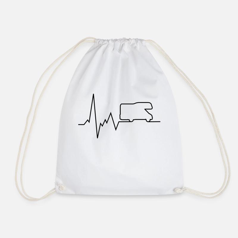 heartbeat camper van - Drawstring Bag - white
