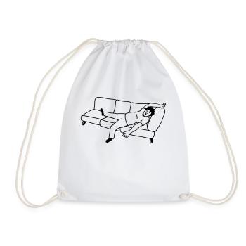 Homme endormi sur le canapé - Sac de sport léger - blanc - Devant
