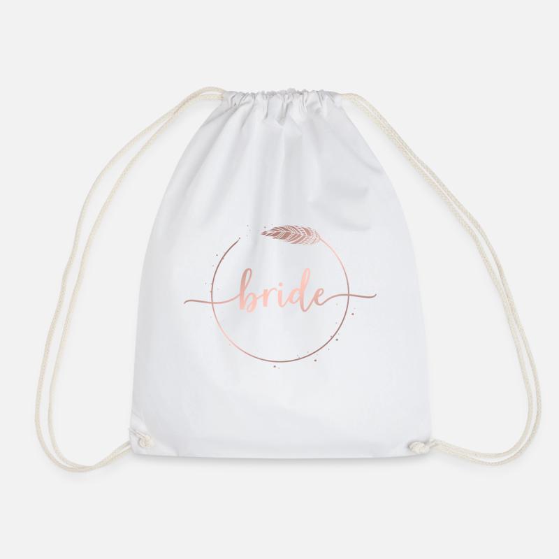 Boho Feder Kreis Team Bride personalisierbar - Turnbeutel - Weiß