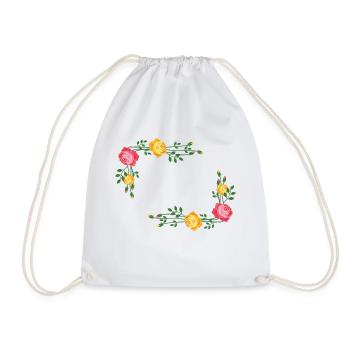 Flowers wreath frame - Drawstring Bag - white - Front