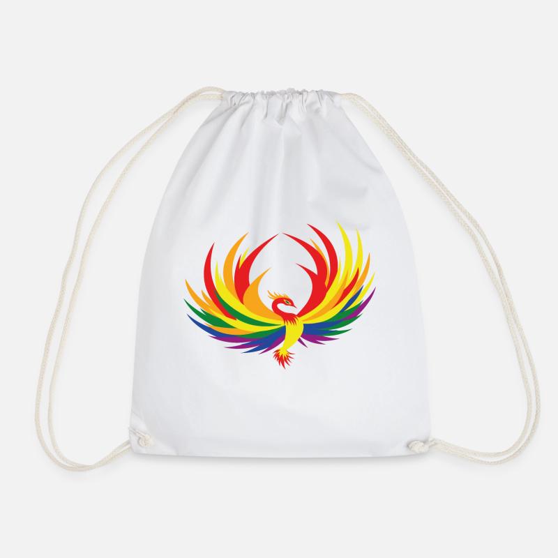 Rainbow Flag, Phoenix - Drawstring Bag - white