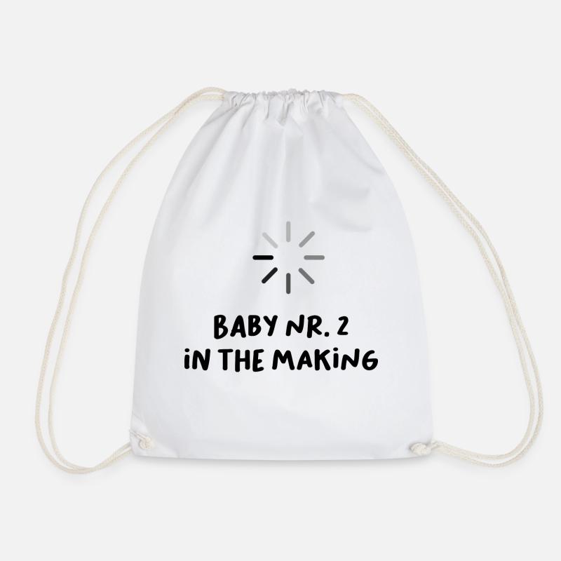 Loading baby No. 2 funny saying pregnancy - Drawstring Bag - white
