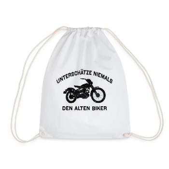 Unterschatze Niemals Den Alten Biker - Turnbeutel - Weiß - Vorne