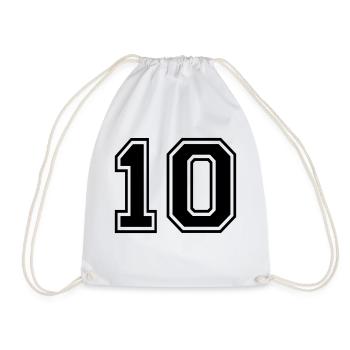 Number 10 Team Football Baseball Basketball University - Drawstring Bag - white - Front