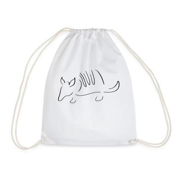 Armadillo Line Art - Minimalist - Drawstring Bag - white - Front