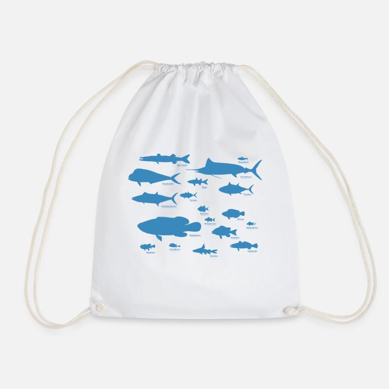 Marine Fish 01 - Drawstring Bag - white