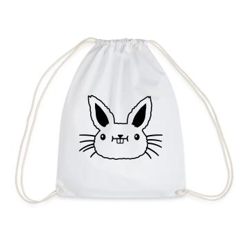 Visage petit lapin kawaii - Sac de sport léger - blanc - Devant