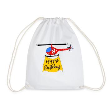 Hubschrauber Happy Birthday 8 - Turnbeutel - Weiß - Vorne