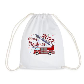 Camion de pompiers Joyeux Noël 2022 - Sac de sport léger - blanc - Devant