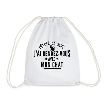 j ai rendez vous avec mon chat / humour chat - Sac de sport léger - blanc - Devant