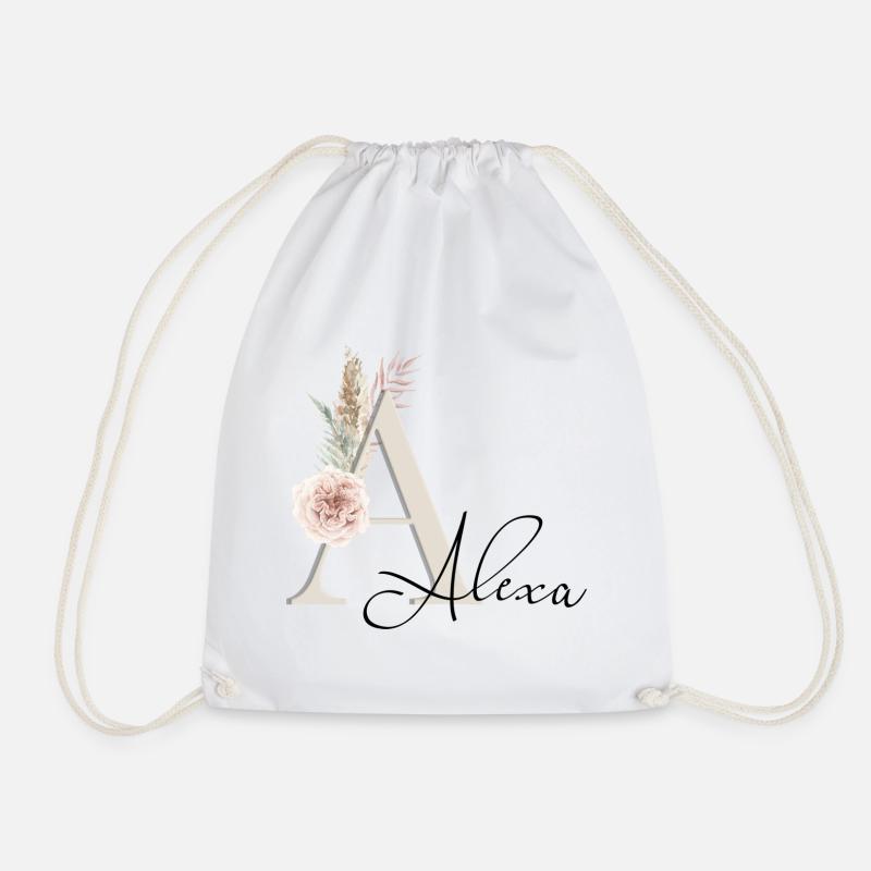 Alexa! Name Boho - Drawstring Bag - white