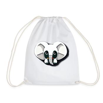Little Elephant Cartoon Cute Adventure 11 - Drawstring Bag - white - Front