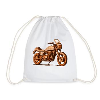 Motorcycle in a beautiful retro 8 bit vector graphics - Drawstring Bag - white - Front