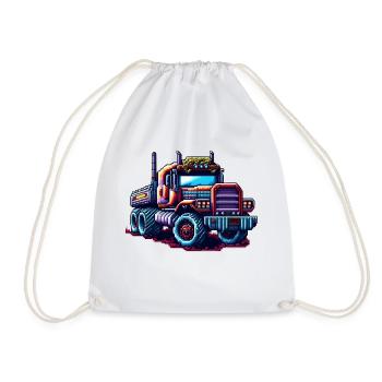 Pixel Truck No. 3 - Drawstring Bag - white - Front