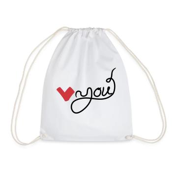 Heart you handwritten - Drawstring Bag - white - Front
