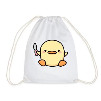 Little duck with a knife - Drawstring Bag - white - Front