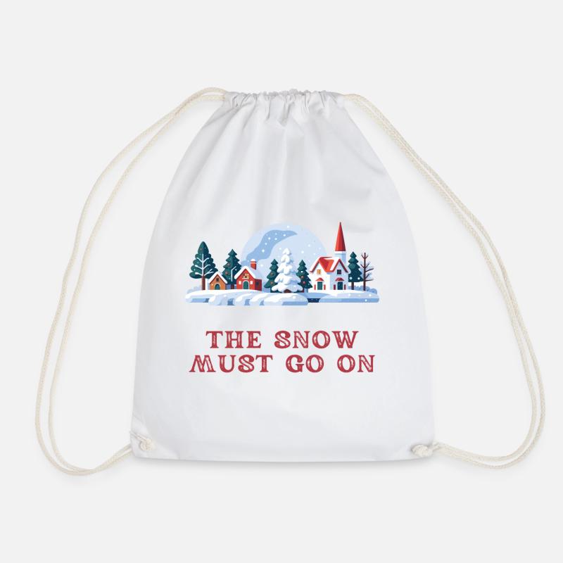 The snow must go on - Village pitoresque (red) - Drawstring Bag - white