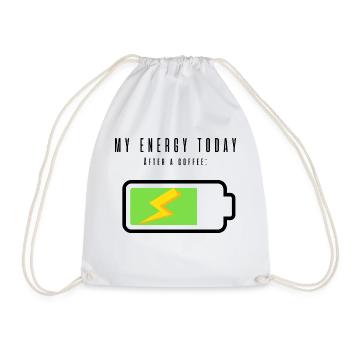 Rechargeable Battery with Coffee | Coffee Lovers - Drawstring Bag - white - Front