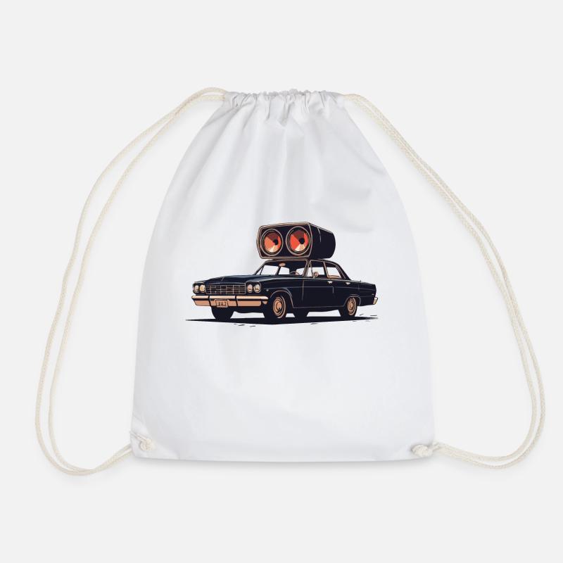 Vintage Boomcar - Drawstring Bag - white