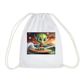 niedliche kleine grüne retro vintage alien surfen - Turnbeutel - Weiß - Vorne