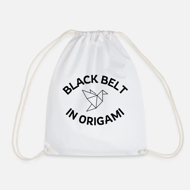 Black Belt In Origami - Drawstring Bag - white