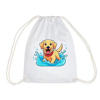 Fröhlicher Labrador Retriever planscht in Poolkunst - Turnbeutel - Weiß - Vorne