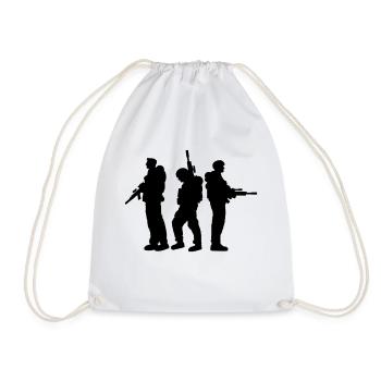 3 Soldiers Crew War Team Freedom Soldier Fighter - Drawstring Bag - white - Front