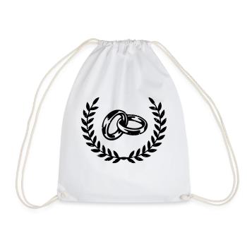 wedding rings - Drawstring Bag - white - Front