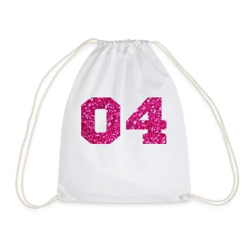 Nummer 4 Pink Glitter - 4. Jubiläum - Turnbeutel - Weiß - Vorne