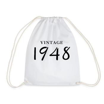 Jahrgang 1948 - Geschenkidee zum Geburtstag - Turnbeutel - Weiß - Vorne