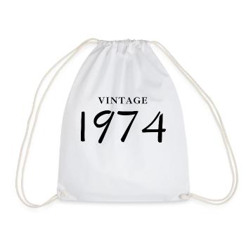 Jahrgang 1974 - Geschenkidee zum Geburtstag - Turnbeutel - Weiß - Vorne