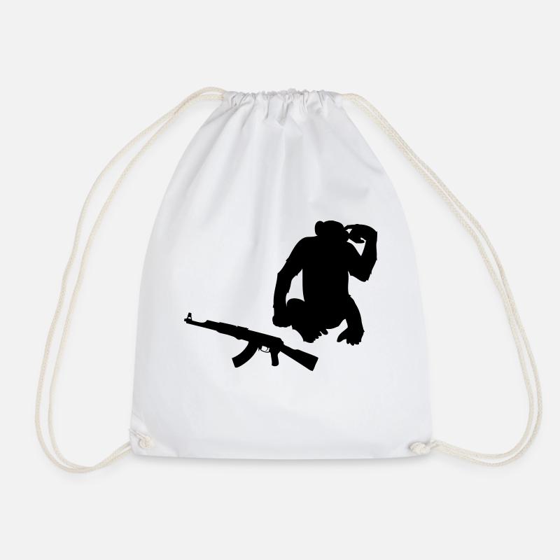 monkey gun - Drawstring Bag - white